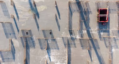 İnşaat Alanı ve İnşaat Ekipmanı Hava Fotoğrafı