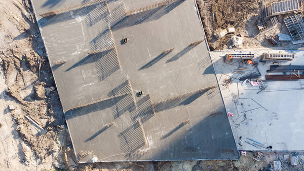 Construction Site and Construction Equipment Aerial Photo.