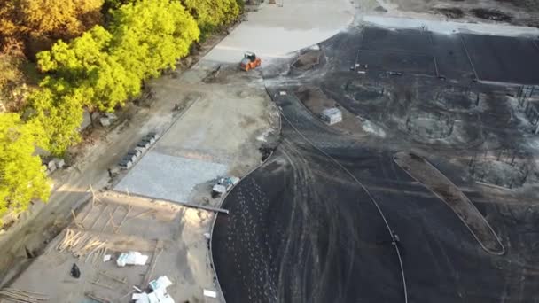 Construction Site and Construction Equipment Aerial — Stock Video