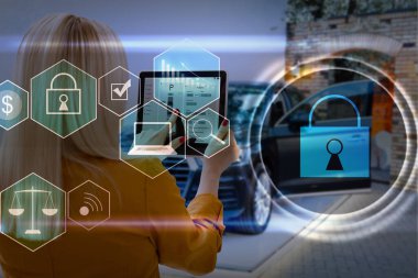 Ağ güvenlik sistemi geliştiriliyor. İnternet veri güvenliği kavramı. dizüstü.