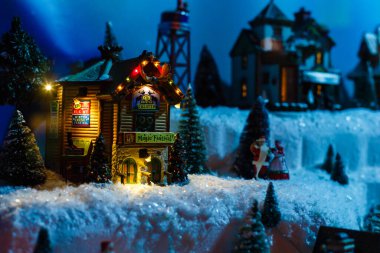 Kiev, UKRAINE - 26 Ocak 2020 Kış Ülkesi Vdnh sergisi Yeni Yıl ve Noel tatili, rüya fabrikası dekorasyonu