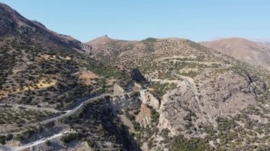 Deniz ya da Okyanus Körfezi ve Boş Kum Sahili ile Havadan Gelen Yunan manzarası. Yunanistan 'ın Girit kentinde Güzel Tatil ve Turizm Merkezi.