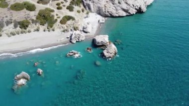 Girit 'in güneyindeki egzotik ada, Yunanistan' da muhteşem bir plaj.