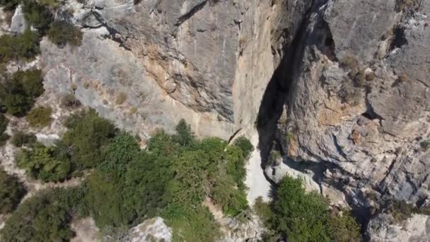 Greece, Crete, landscape with olive trees and tiny mountain village — Stock Video