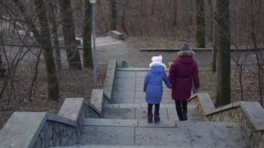 İnsanlar ocak ayında kasvetli parkta yürür