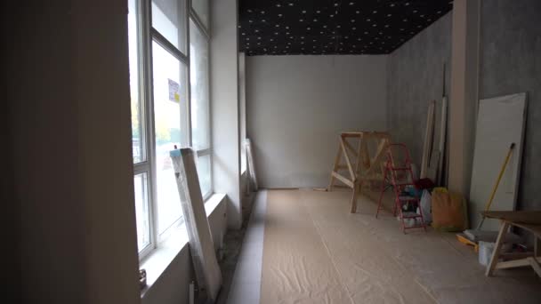 Image de fond du chantier ou de la maison de construction, espace de copie — Video