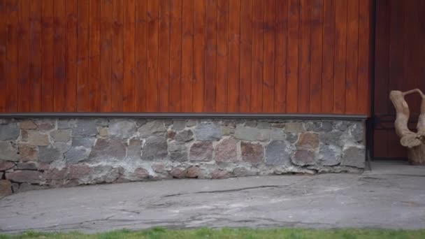 Αρχαία ξύλινη πόρτα. είσοδος — Αρχείο Βίντεο