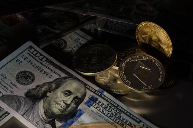 Bitcoin BTC Kripto Para Birimi. Borsa Konsepti. BTC 'den USD Kripto Para Birimi Bitcoin BTC' ye