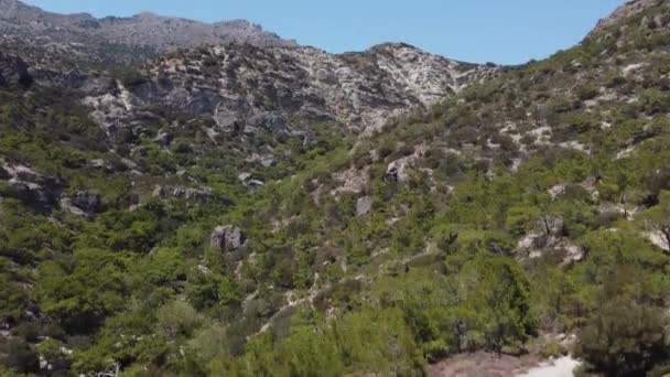 Grecja, Kreta, krajobraz z drzewami oliwnymi i niewielkiej górskiej wiosce — Wideo stockowe