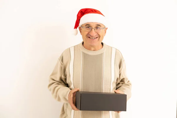 Man alone on Christmas party, old man. — Stock Photo, Image