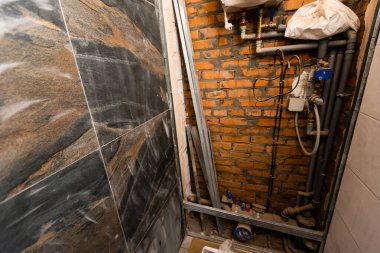 Banyo iç dekorasyonu, inşaat alanı.