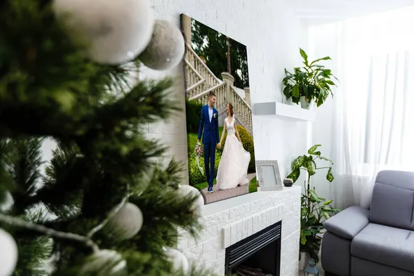 Tela de foto no fundo do interior de Natal — Fotografia de Stock
