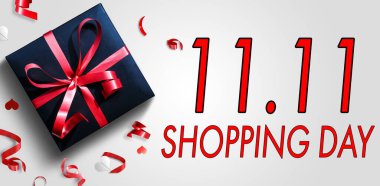 Çevrimiçi alışveriş, 11: 11 tek günlük satış konsepti. Tek günlük satış etiketi. Alışveriş konsepti.