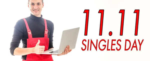 Çin 'de online alışveriş, 11.11 bekarlar günü konsepti. metin 11.11 bekarlar günü indirimi — Stok fotoğraf