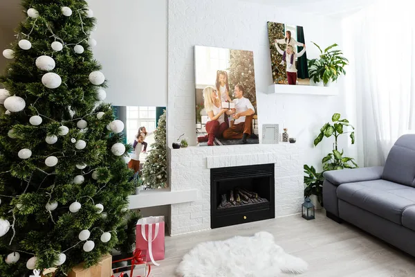 Lienzo de la foto en el fondo del interior de Navidad — Foto de Stock