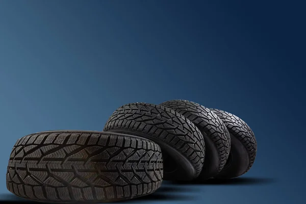 Winter tires set isolated. car tire — Stock Photo, Image