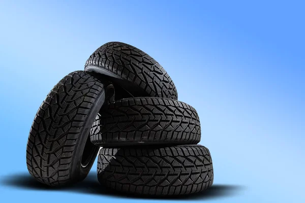 Winter tires set isolated. car tire — Stock Photo, Image