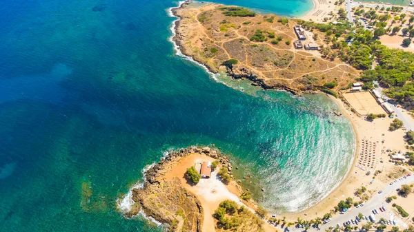 Panoramatický letecký pohled shora z města Chania, ostrov Kréta, Řecko. Památky Řecka, krásné benátské město Chania na ostrově Kréta. Chania, Kréta, Řecko. — Stock fotografie