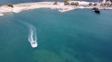 Yunanistan 'ın Girit limanında tekne gezisi.