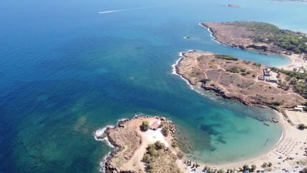 Aereo drone video di spiaggia nell'isola di Creta, Grecia. — Video Stock