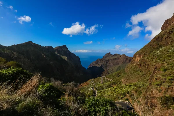 Pôr-do-sol incrível vista da paisagem para o famoso cânion Maska na ilha de Tenerife Espanha — Fotografia de Stock