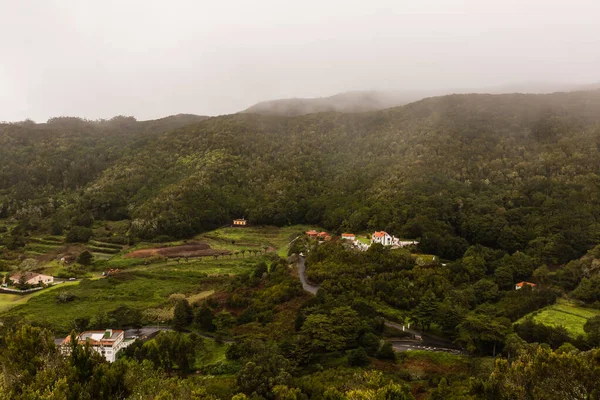 View of the green valley north coast of Tenerife on a rainy day, Canary Islands, Spain — Stock Photo, Image