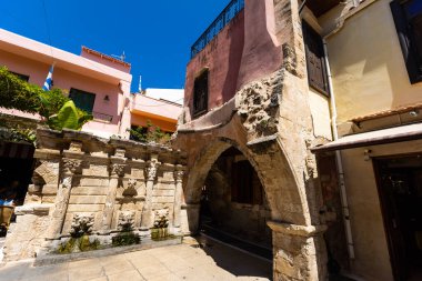 Rimondi çeşme, Girit, Yunanistan adada Rethymno şehir. Bu Venedik çeşme 1626 oluşturuldu.