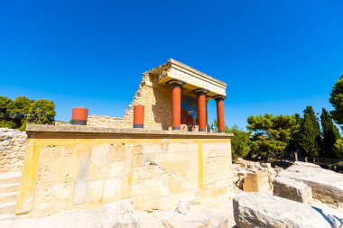 Girit, Heraklion, Yunanistan 'daki Knossos Sarayı' nın en iyi manzarası
