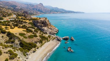 Güneşli bir günde güzel bir Yunan deniz manzarası. Güney Girit 'in Yeri