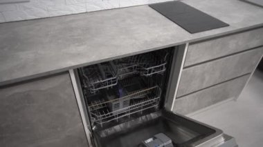 Installation dishwasher machine domestic in kitchen
