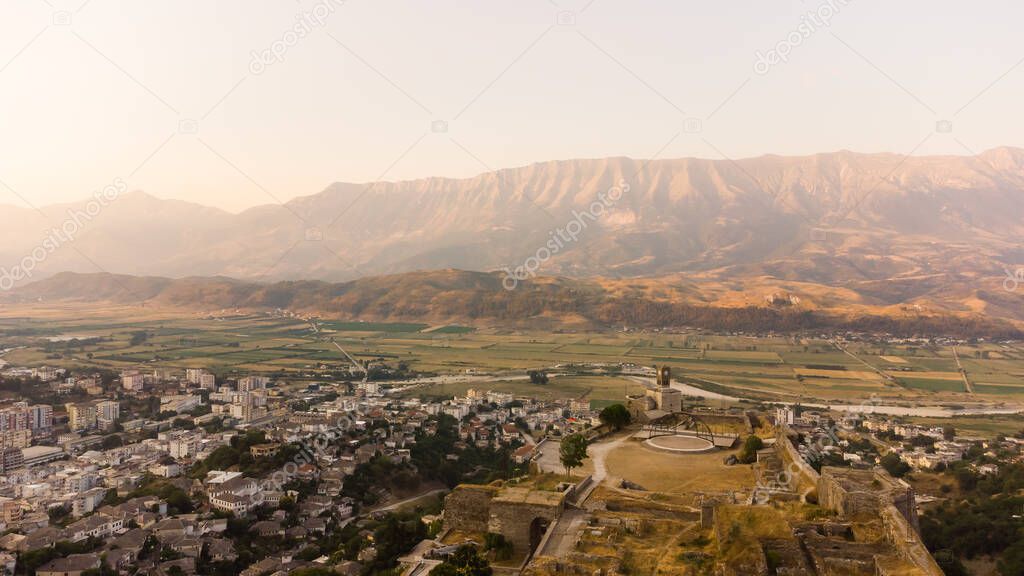A view to the old city of Gjirokaster, UNESCO heritage, Albania