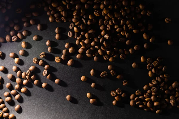 Coffee beans on black background — Stock Photo, Image