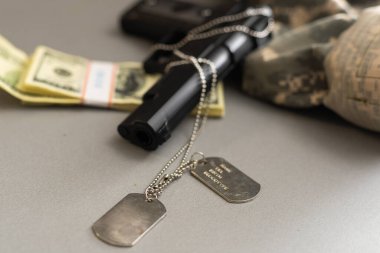 Amerikan askeri konsepti. Silah, askeri üniforma..