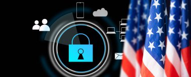 ABD bayraklı şamdan grafiğinin arka planına karşı büyüyen tablo. Borsa borsası ve grafik grafiği. Sergi tahtasına yatırım..