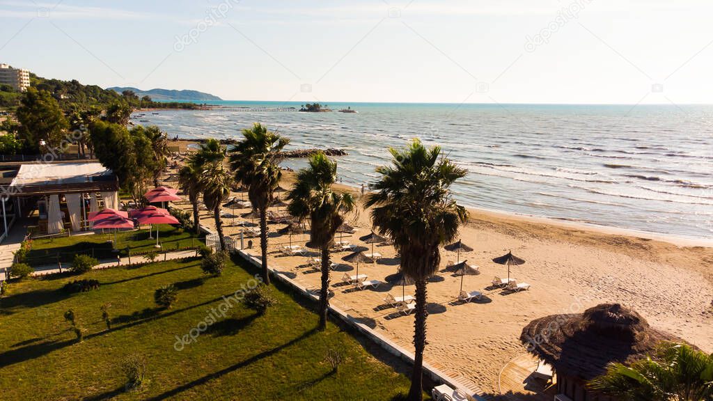 Beautiful beach for a holiday in Albania. Adriatic Sea.