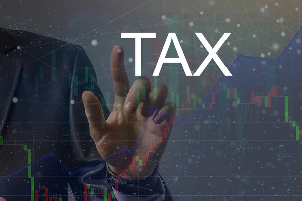 넥타이를 매고 있는 맨들, 홀로 그램 - TAX. — 스톡 사진