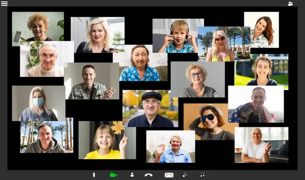 Családi videohívás koncepció. családi online találkozó — Stock Fotó