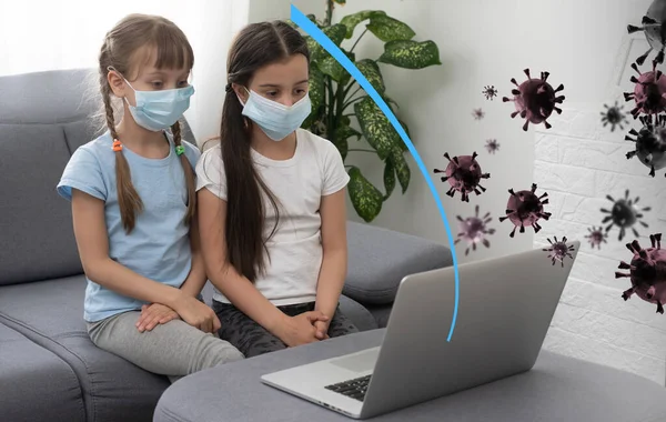 Ισχυρότερη ανοσία - καλύτερη ανθεκτικότητα στις ασθένειες. παιδιά που περιβάλλονται από ιούς — Φωτογραφία Αρχείου