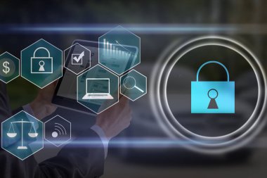 Ağ güvenlik sistemi geliştiriliyor. İnternet veri güvenliği kavramı. dizüstü.