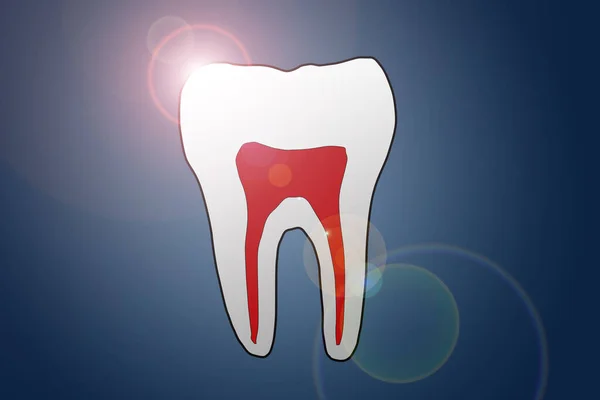 歯は多角形のスタイルで未来的なイラストをケア。歯のエナメル洗浄または歯のホワイトニング。青の背景に隔離された歯科口腔衛生 — ストック写真