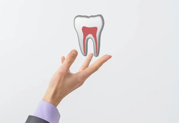 健康的な人間の歯の3D 。医学モデル低ポリ.医者のオンラインコンセプト。医療相談アプリ。ウェブヘルスケア歯科医のスタマストロジスト現代技術のイラスト — ストック写真
