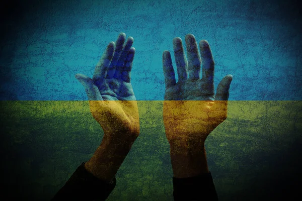 ウクライナ危機の概念図ウクライナの旗の色 — ストック写真
