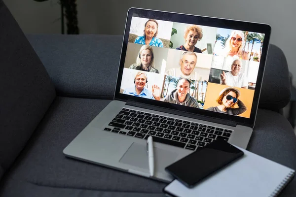 Video conference concept. Telemeeting. Videophone. Teleconference. Remote work — Stock Photo, Image