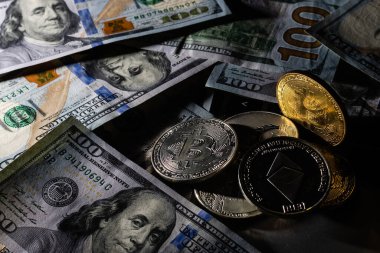 Bitcoin BTC Kripto Para Birimi. Borsa Konsepti. BTC 'den USD Kripto Para Birimi Bitcoin BTC' ye