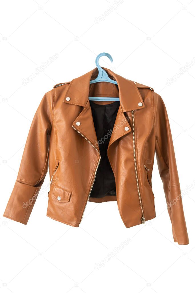 womens jacket on a hanger white background