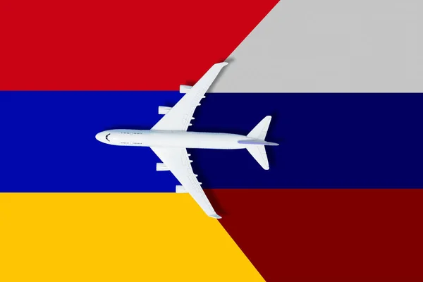 Waving flag of Armenia and Russia — Stock Photo, Image