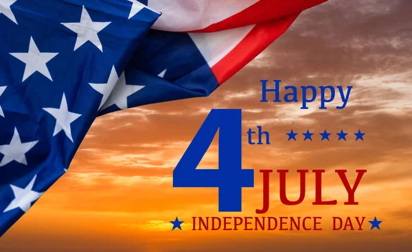 Happy 4th of July Over Distressed Wood Background — Stock Photo, Image
