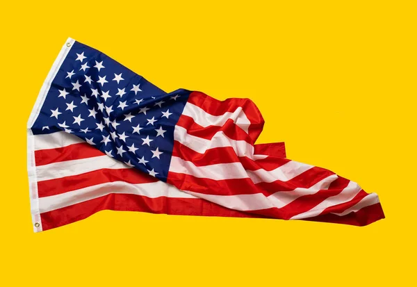 Gele achtergrond, Amerikaanse vlag, Sjabloon voor horizontale banner. — Stockfoto