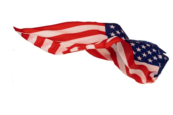 Amerikaanse vlag wapperend in de wind. — Stockfoto