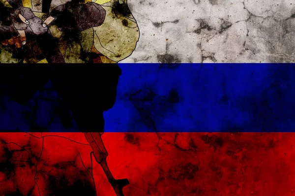 Russian flag. Dirt, scratches, toning. Background. — Stock Photo, Image